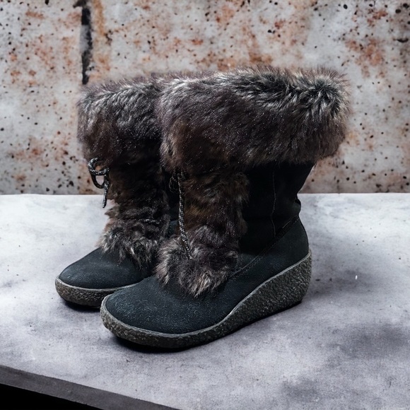 Naturalizer leather waterproof & insulated winter fur lined boots Womens Sz 8.5 - Picture 1 of 10